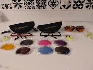 NEW vintage blublocker sunglasses lot 7 lenses 3 frames interchangeable unisex